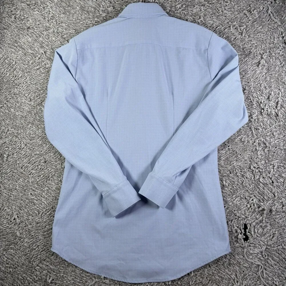 Mizzen Main Leeward Shirt Mens Small Trim Fit Baby Blue Long Sleeve Stretch Work